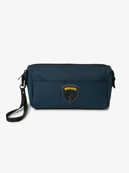 Blauer pochette uomo gommata con zip e laccetto da polso