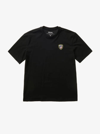Blauer T-shirt Uomo Nera con Logo Scudo sul Petto Regular Fit 26SBLUH02284 Faxon