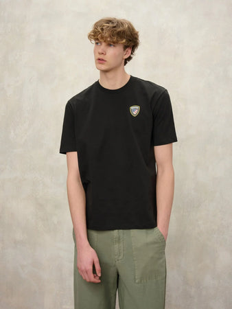 Blauer T-shirt Uomo Nera con Logo Scudo sul Petto Regular Fit 26SBLUH02284 Faxon