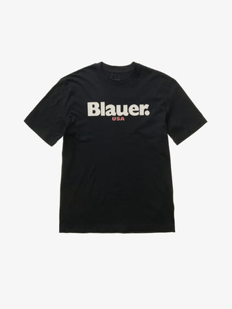 T-shirt Uomo Blauer Ernst 26SBLUH02299 con logo frontale – Nero