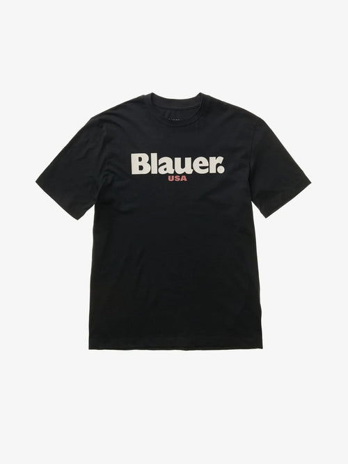 T-shirt Uomo Blauer Ernst 26SBLUH02299 con logo frontale – Nero
