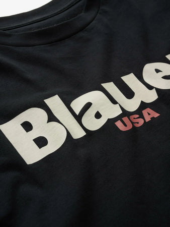 T-shirt Uomo Blauer Ernst 26SBLUH02299 con logo frontale – Nero