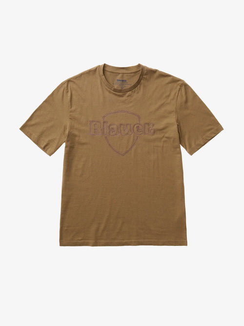 T-shirt Uomo Blauer Montfern 26SBLUH02301 logo gommato – Nocciola