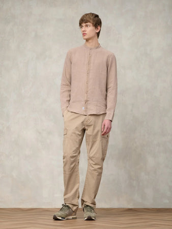 Blauer Camicia Uomo in Lino Tinto Capo Call Dyed 26SBLUS01126 Beige Natural