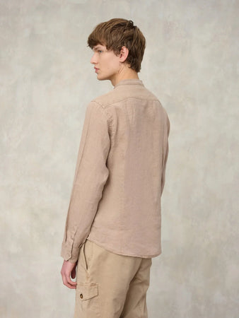 Blauer Camicia Uomo in Lino Tinto Capo Call Dyed 26SBLUS01126 Beige Natural