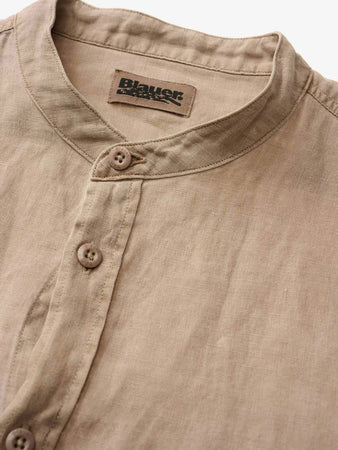 Blauer Camicia Uomo in Lino Tinto Capo Call Dyed 26SBLUS01126 Beige Natural