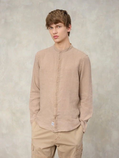 Blauer Camicia Uomo in Lino Tinto Capo Call Dyed 26SBLUS01126 Beige Natural