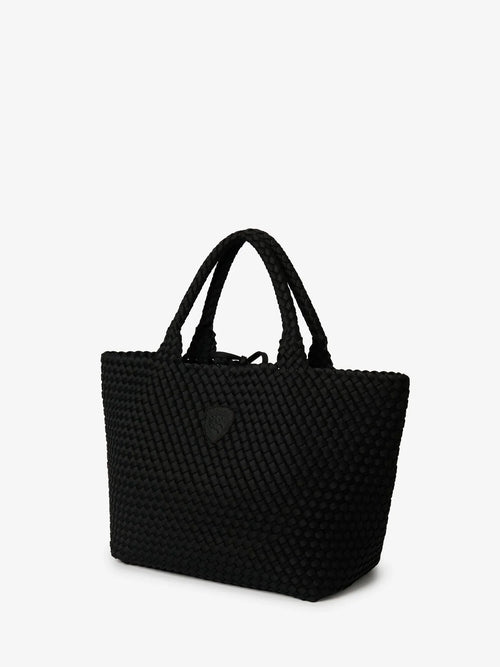 Blauer borsa donna tote in neoprene intrecciato nera