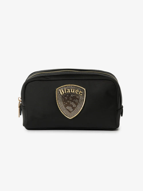 Pochette Donna Blauer S6PICK01 beauty case nylon con logo glitter – Nero