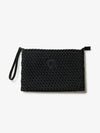 Blauer pochette donna intrecciata in neoprene nera con laccetto