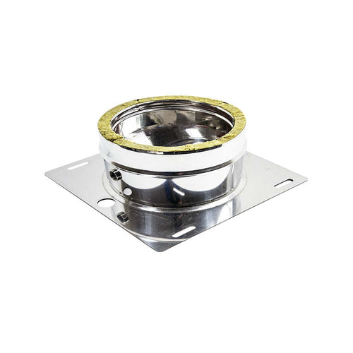 Piastra di base inox doppia parete con spurgo Di 80 - De 130 mm