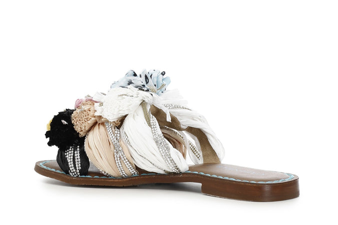 CIABATTA TRIPLO FIOCCO IN RAFFIA MULTICOLOR