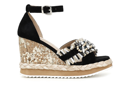 SANDALO CHIUSO SUL DIETRO RAFFIA MULTI ESTRASS