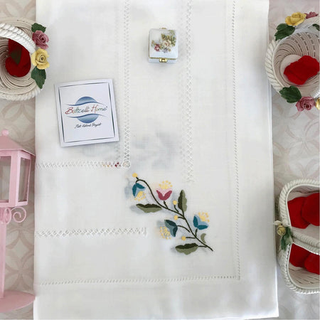 Servizio da Tavola Botticelli Home X 6 Persone in Misto Lino Ricamato a Mano Chic