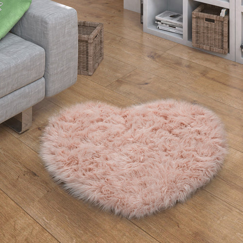 Tappeto in ecopelliccia a Forma di Cuore Tinta unita Colori Assortiti