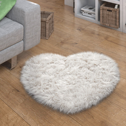 Tappeto in ecopelliccia a Forma di Cuore Tinta unita Colori Assortiti