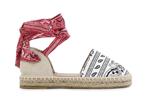 SANDALI IN TESSUTO FANTASIA SU FONDO CORDA