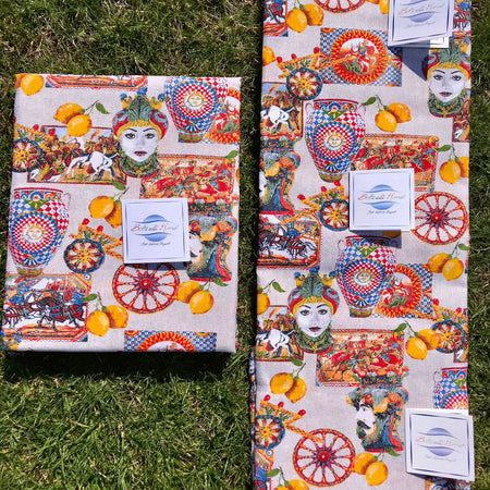 Granfoulard Copritutto in Puro Cotone Botticelli Home Lipari Teste di Moro 250x280 cm