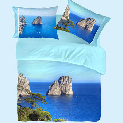 Completo Lenzuola Copriletto Matrimoniale Botticelli Home in Stampa Digitale 4D Capri