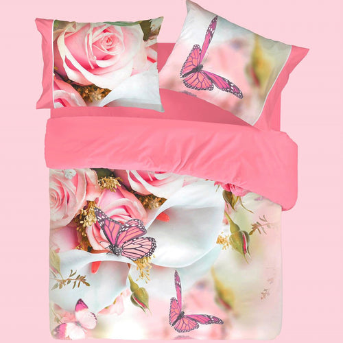 Completo Lenzuola Copriletto Matrimoniale Botticelli Home in Stampa Digitale 4D Butterfly