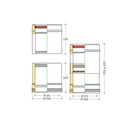 Tubo inox Di 180 - De 230 mm telescopico coibentato doppia parete