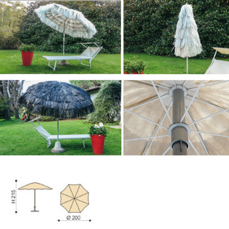 Ombrellone di Design in Rafia Vari Colori Kenia Maffei