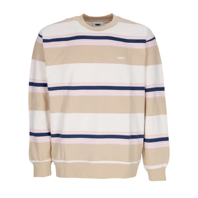 OBEY Felpa Girocollo Uomo Ender Stripe Crew Specialty Fleece Irish Cream Multi da uomo