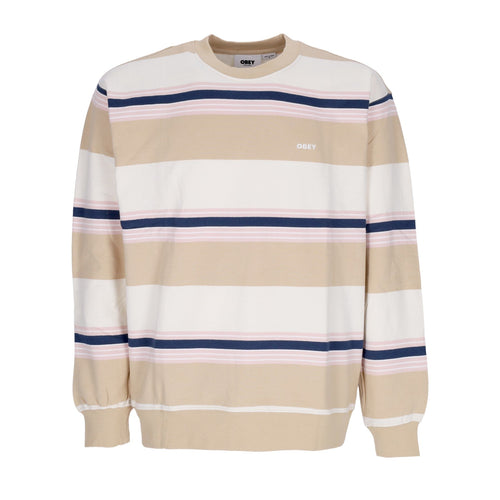 OBEY Felpa Girocollo Uomo Ender Stripe Crew Specialty Fleece Irish Cream Multi da uomo