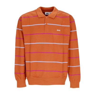 OBEY Polo Manica Lunga Uomo Complete Polo Sweatshirt Specialty Fleece Bombay Brown Multi da uomo
