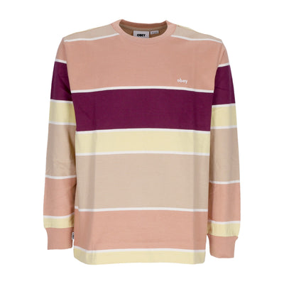 OBEY Maglietta Manica Lunga Uomo Nationale Stripe L/s Tee Italian Clay Multi da uomo