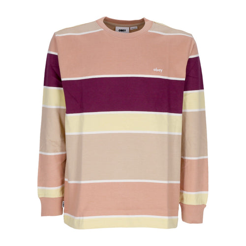 OBEY Maglietta Manica Lunga Uomo Nationale Stripe L/s Tee Italian Clay Multi da uomo