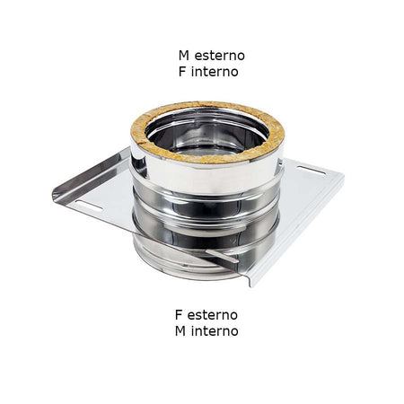 Piastra intermedia inox doppia parete Di 180 - De 230 mm
