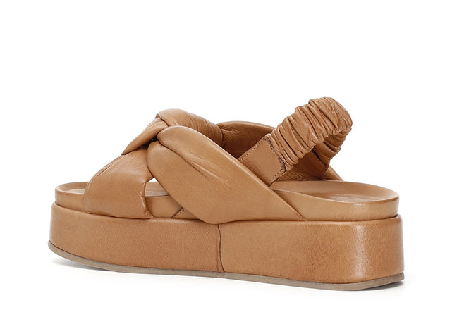 SANDALI IN PELLE CON NODO ED ELASTICO
