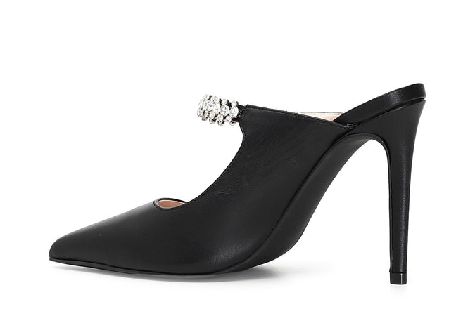 SCARPE IN PELLE APERTO DIETRO CON GIOIELLO