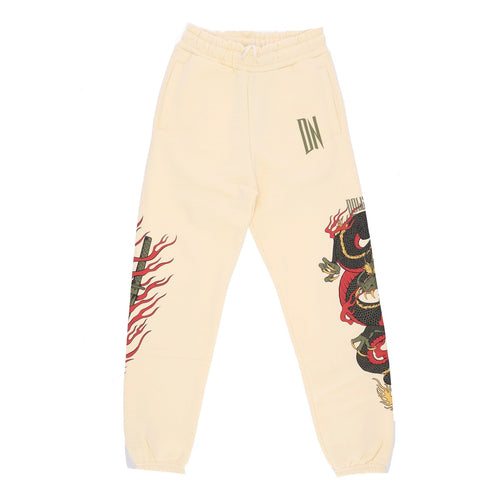 DOLLY NOIRE Pantalone Tuta Felpato Uomo Ryu Dragon Sweatpants Beige da uomo