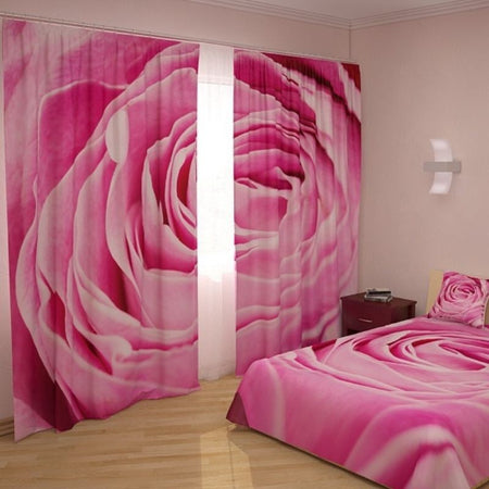 Tenda digitale e copriletto coordinato Rose rosa