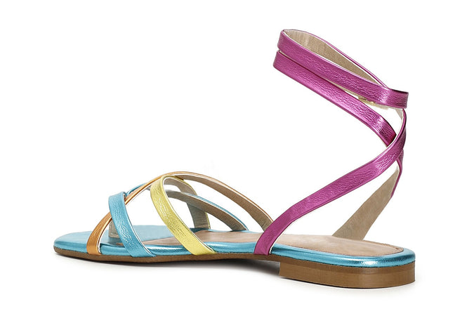 SANDALI IN METALLIZZATO MULTICOLOR