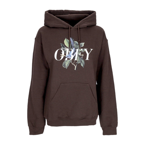 OBEY Felpa Cappuccio Donna Bird Old School Pullover Hood Dark Chocolate da donna