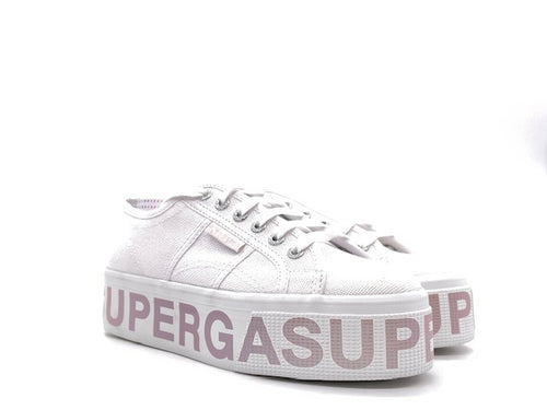 SUPERGA PLATFORM LETTERING White opalescente violet
