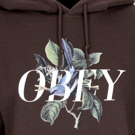 OBEY Felpa Cappuccio Donna Bird Old School Pullover Hood Dark Chocolate da donna