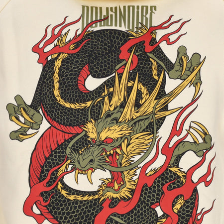 DOLLY NOIRE Felpa Cappuccio Uomo Ryu Dragon Hoodie Beige da uomo