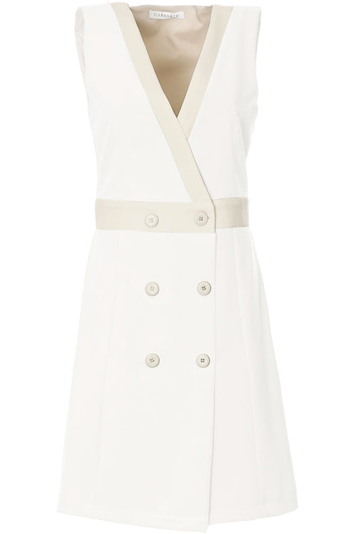 ABITO DOPPIOPETTO CON CINTURA A CONTRASTO