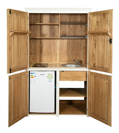 Biscottini Biscottini Credenza Cucina Legno Massello Tiglio Bianca Anticata 130x67x210