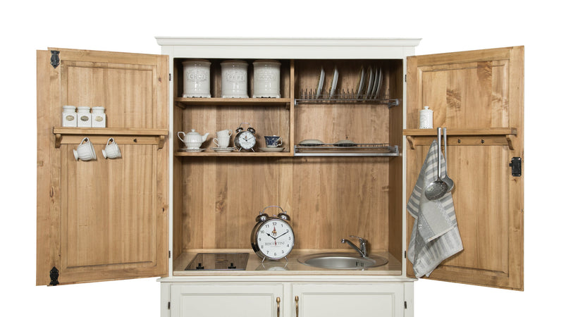 Biscottini Biscottini Credenza Cucina Legno Massello Tiglio Bianca Anticata 130x67x210