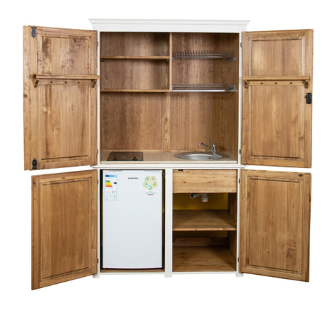 Biscottini Biscottini Credenza Cucina Compatta Tiglio 130x67x210 Frigo 115 Induzione A+