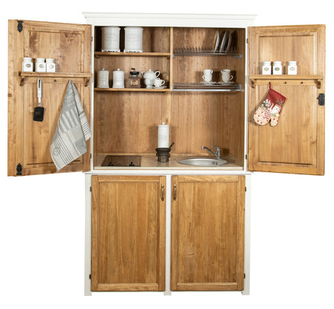 Biscottini Biscottini Credenza Cucina Compatta Tiglio 130x67x210 Frigo 115 Induzione A+