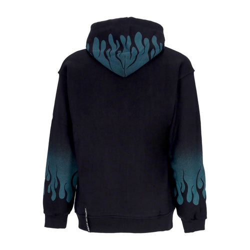 VISION OF SUPER Felpa Cappuccio Uomo Negative Flames Hoodie Black/balsam Green da uomo