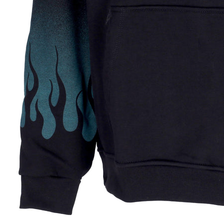 VISION OF SUPER Felpa Cappuccio Uomo Negative Flames Hoodie Black/balsam Green da uomo