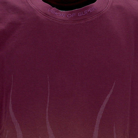 VISION OF SUPER Maglietta Uomo Corrosive Flames Tee Grape Wine da uomo
