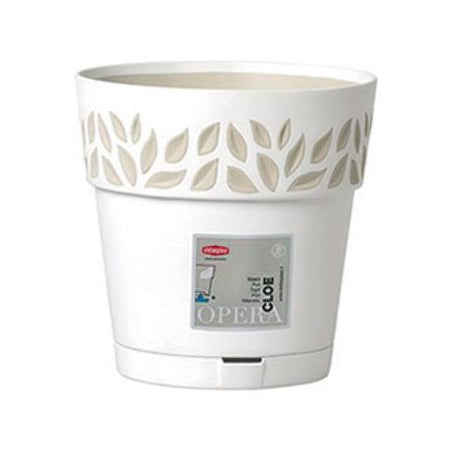 VASO TONDO 'CLOE' ø 15 x h.15 - bianco/travertino DF 6126550